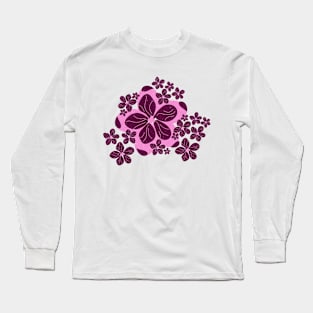 Colorful floral shapes with pink flower Long Sleeve T-Shirt